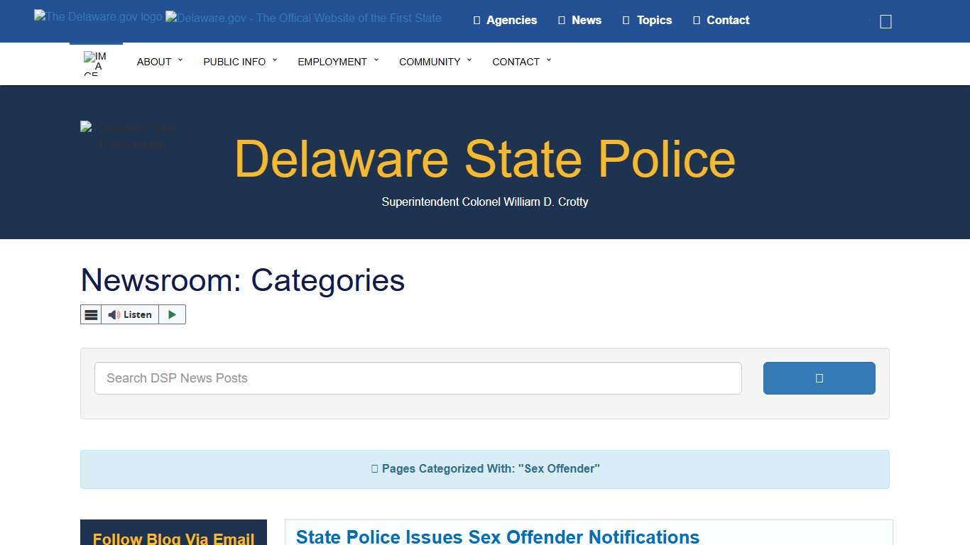 Sex Offender Archives - Delaware State Police - State of Delaware