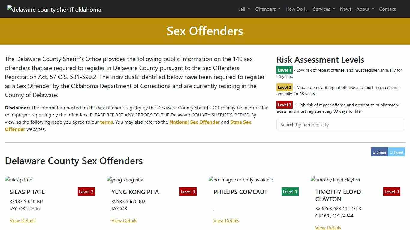 Sex Offenders | Delaware County Sheriff's Office