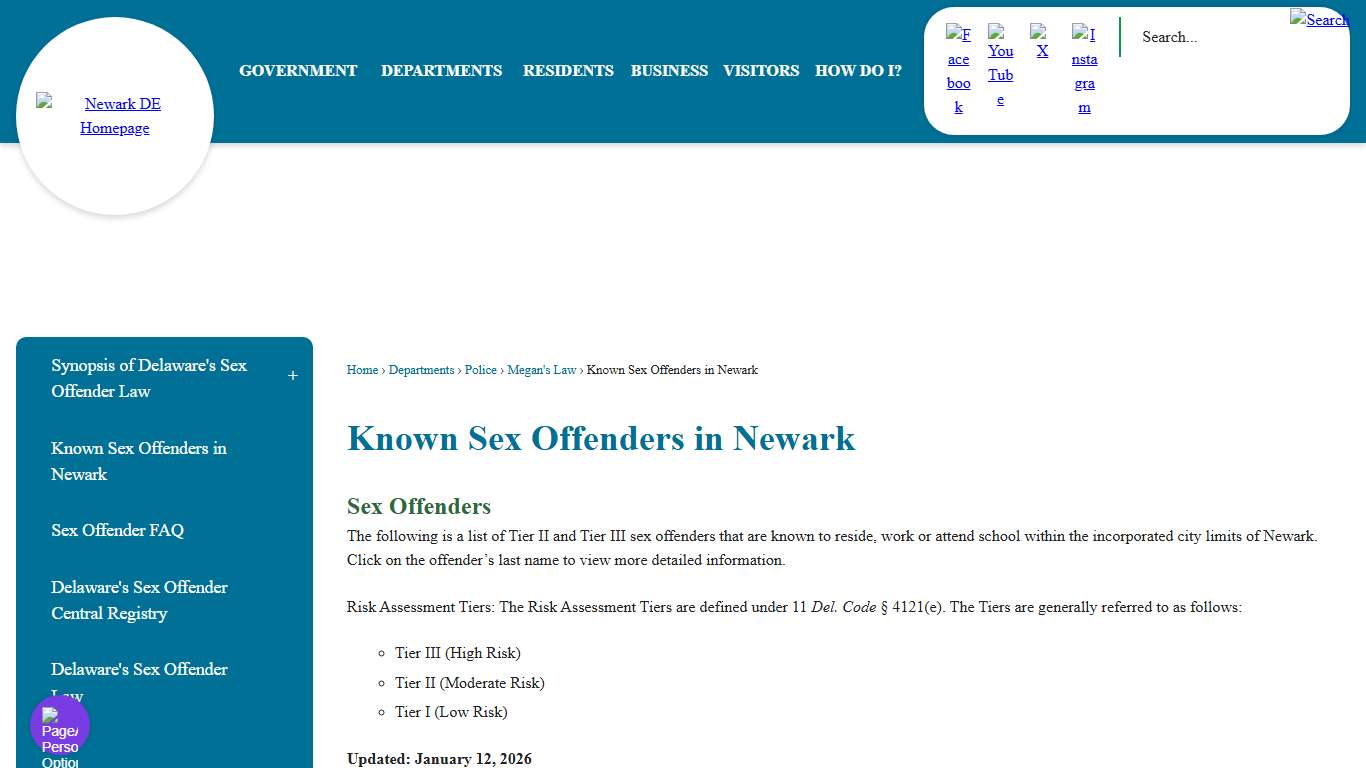 Known Sex Offenders in Newark | Newark, DE - Official Website